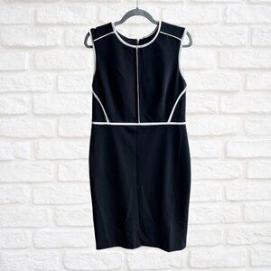Calvin Klein Contrast Piping Black & White Sheath Dress - Size 12